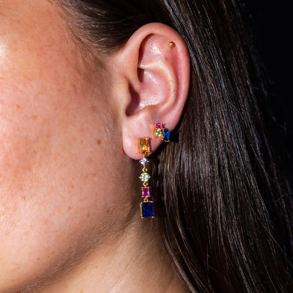 Crystal Cluster Stud Earrings - Colorful