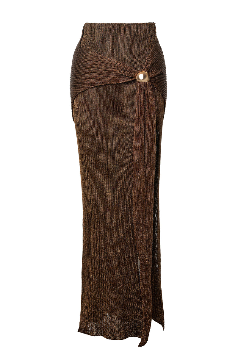 Bronze Hazel Metallic Wrap Skirt