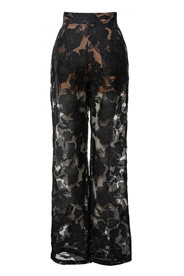 Black Organza Floral Pant