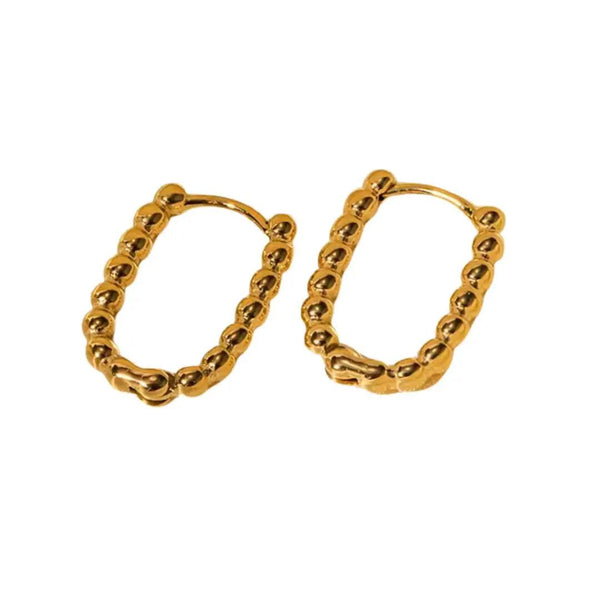 Golden Beaded Hoop Earrings