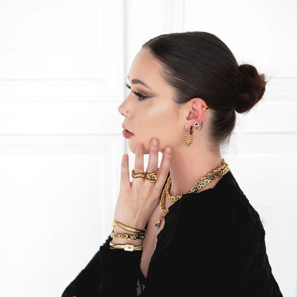 Golden Beaded Hoop Earrings