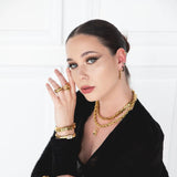 Golden Beaded Hoop Earrings