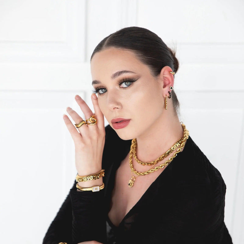 Golden Beaded Hoop Earrings