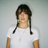Golden Swirl Cross Earrings