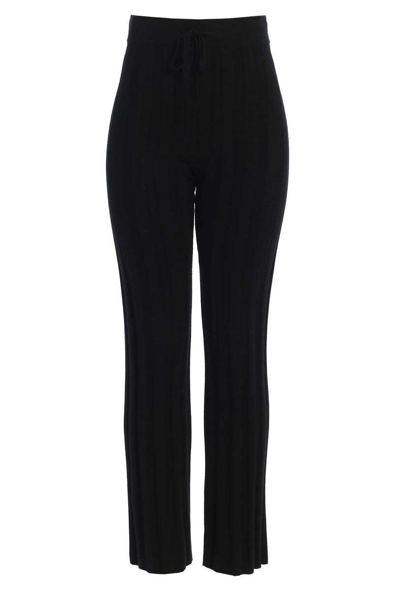 Black Darcey Ribbed Pants