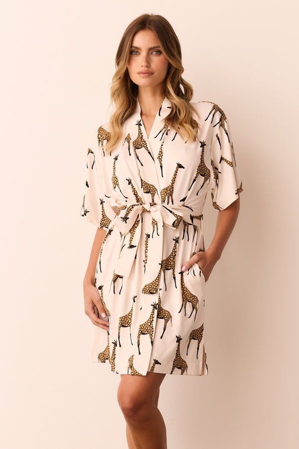 Marisa Cloud Jersey Short Robe in Sahara
