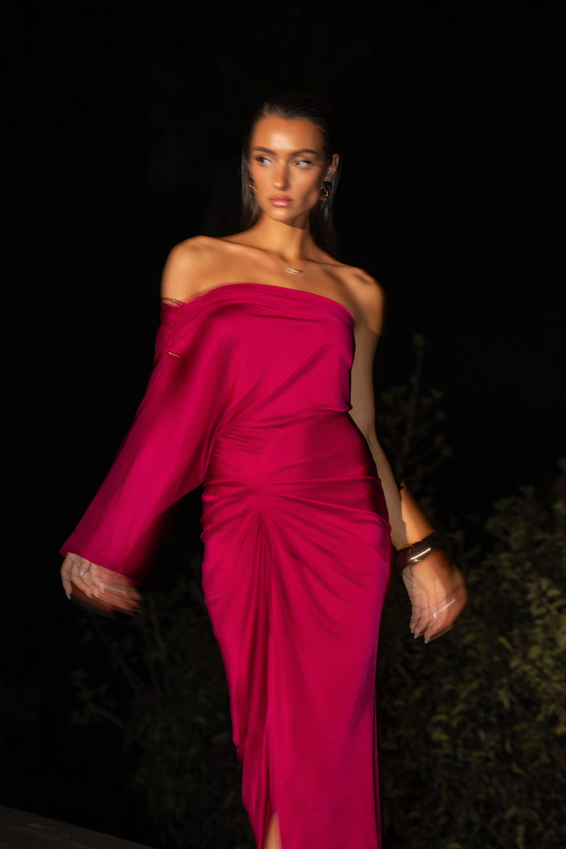 Berry Mira Drape Maxi Skirt