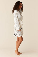 Meadow Cloud Jersey Classic Short Robe in White Stars