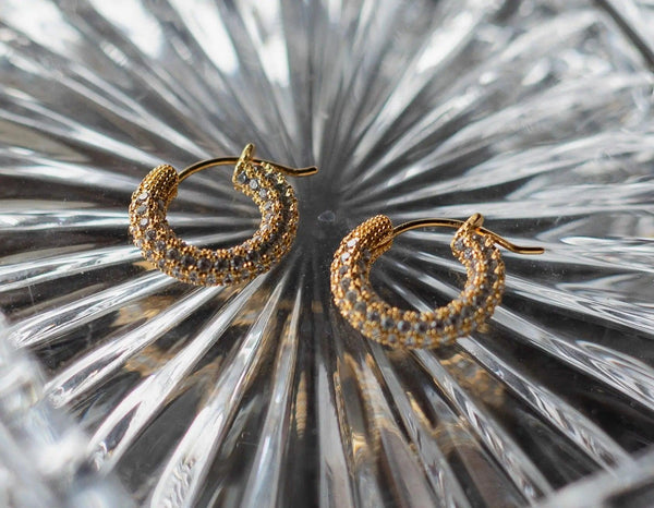 Mini Pave Huggie Hoop Earrings