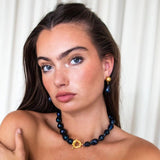 Navy Pearl Earrings