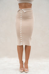 Taupe/White Over The Top Skirt