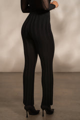 Black Darcey Ribbed Pants