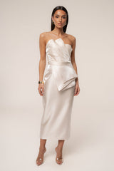 Champagne Reception Pleated Midi Skirt