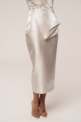 Champagne Reception Pleated Midi Skirt