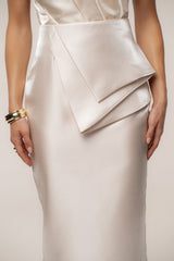 Champagne Reception Pleated Midi Skirt