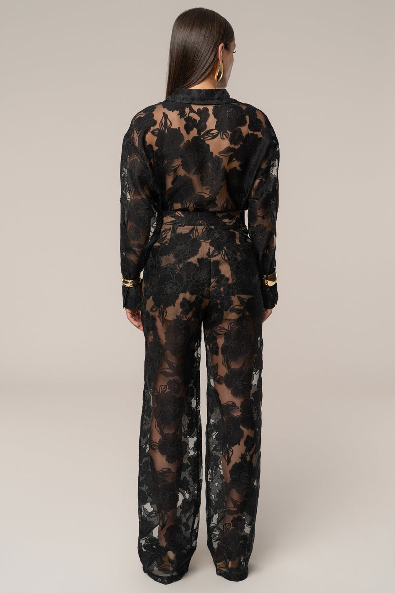Black Organza Floral Pant