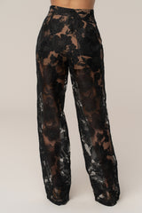 Black Organza Floral Pant
