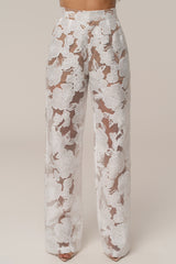 Ivory Organza Floral Pant