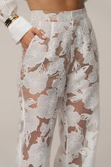 Ivory Organza Floral Pant