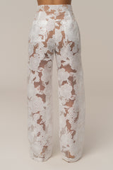 Ivory Organza Floral Pant