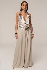 Beige Summer Ease Wide Leg Pants