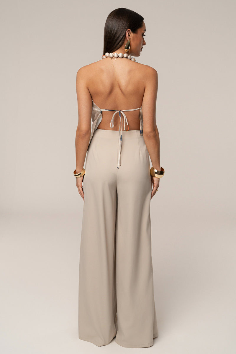 Beige Summer Ease Wide Leg Pants