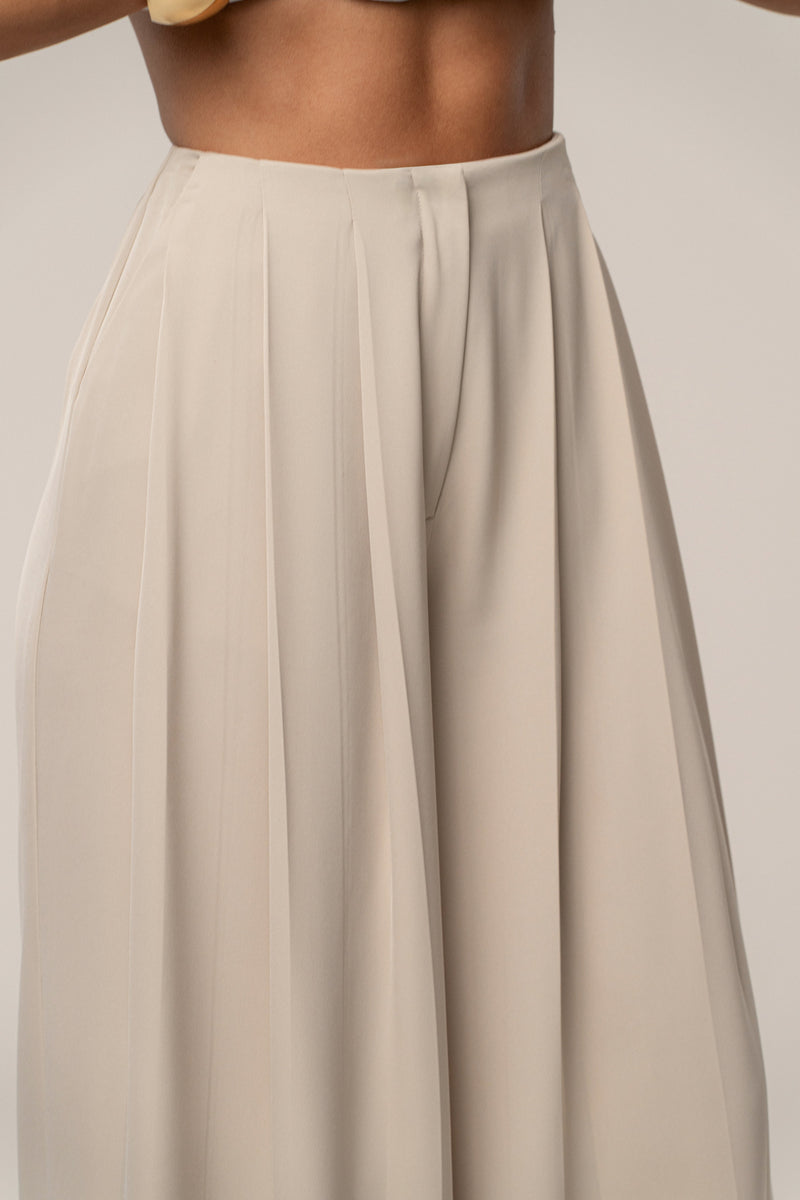 Beige Summer Ease Wide Leg Pants