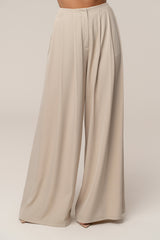 Beige Summer Ease Wide Leg Pants