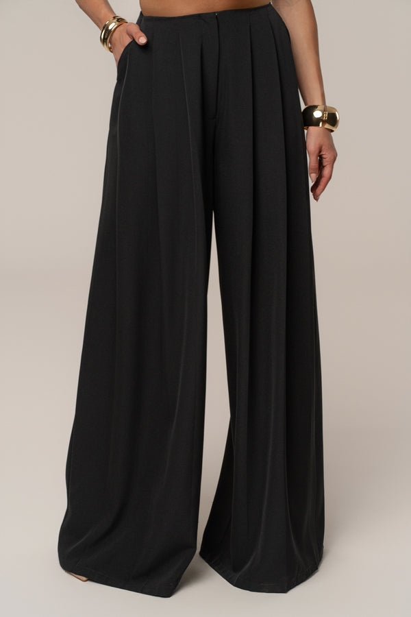 Black Summer Ease Wide Leg Pants