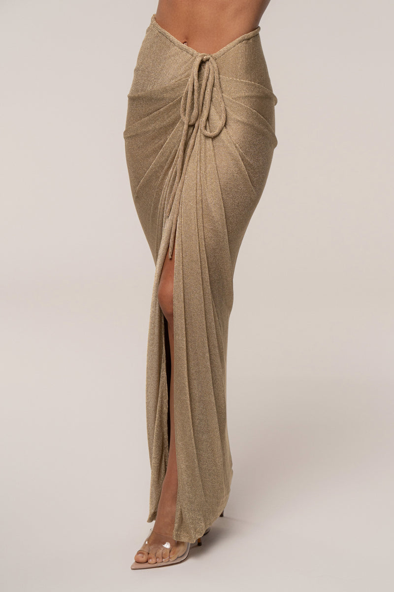 Gold Noelia Metallic Slit Skirt