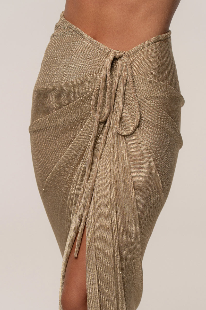 Gold Noelia Metallic Slit Skirt