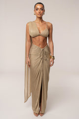 Gold Noelia Metallic Slit Skirt