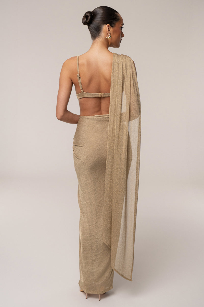 Gold Noelia Metallic Slit Skirt