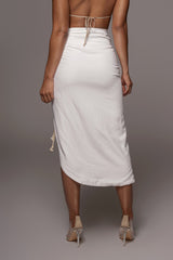 Ivory Spring Ruched Linen Skirt