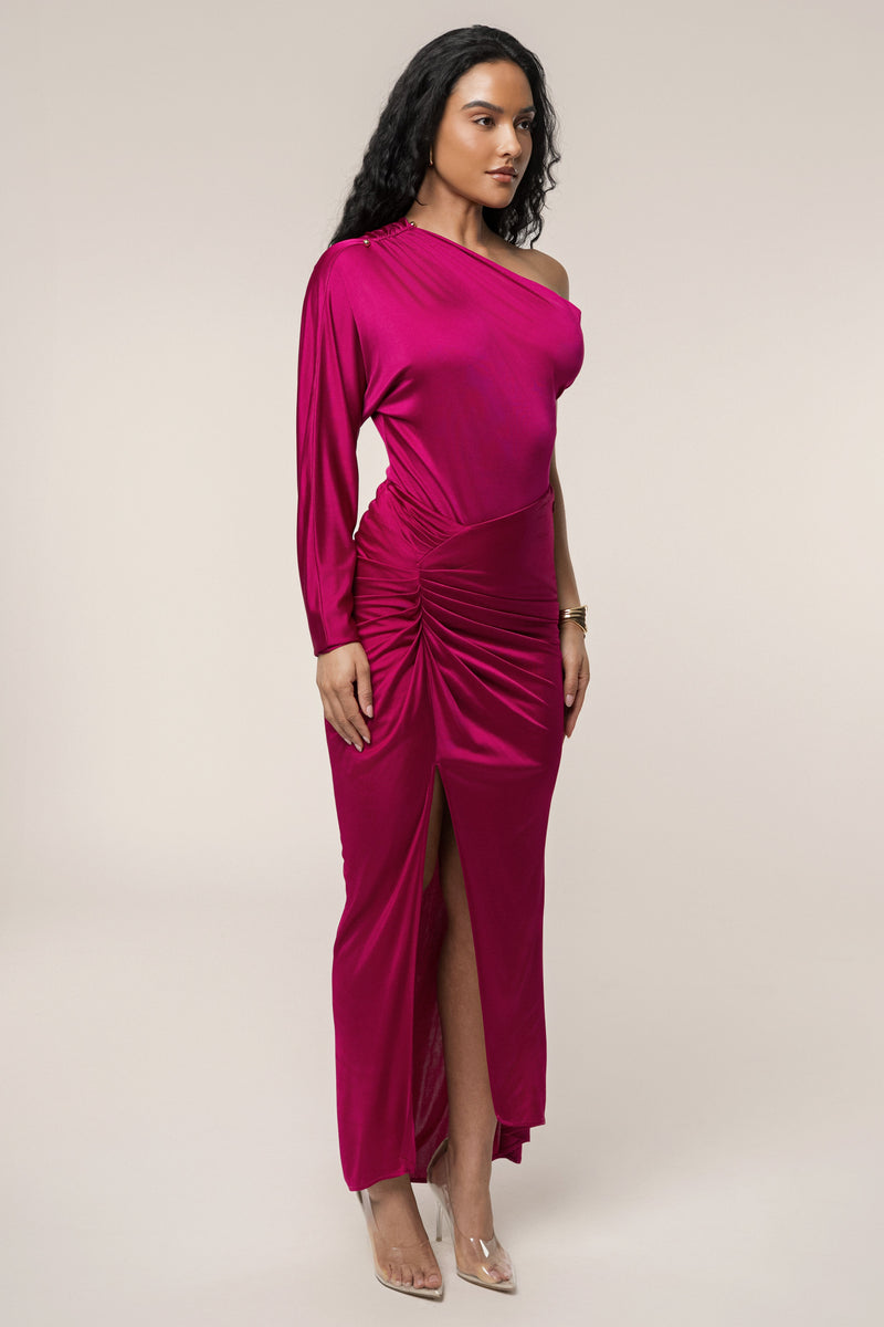 Berry Mira Drape Maxi Skirt