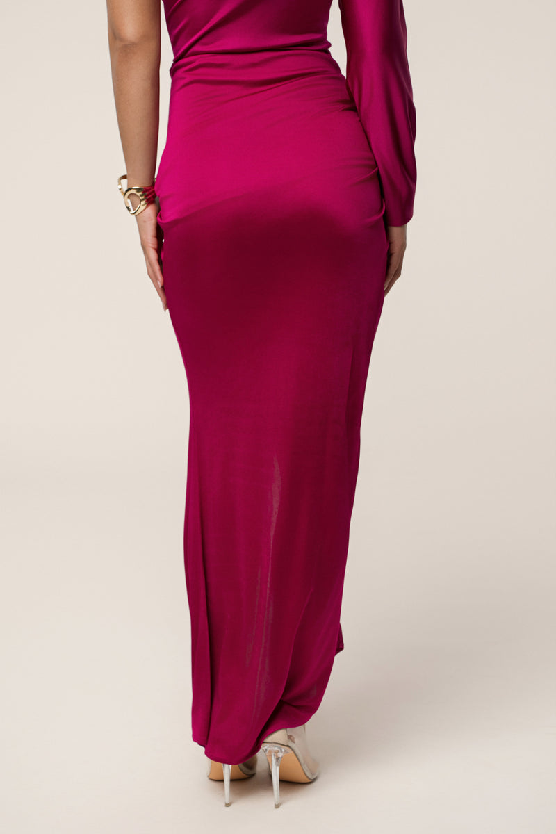 Berry Mira Drape Maxi Skirt