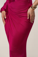 Berry Mira Drape Maxi Skirt