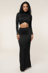 Black Ultra High Waist Maxi Skirt
