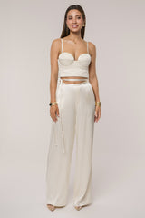 Champagne Deserae Satin Pants