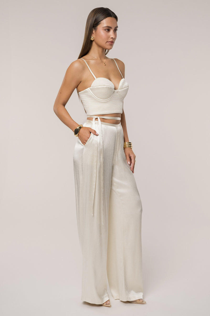 Champagne Deserae Satin Pants