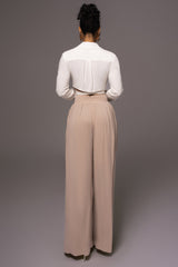 Beige After Sunset Pleated Pants
