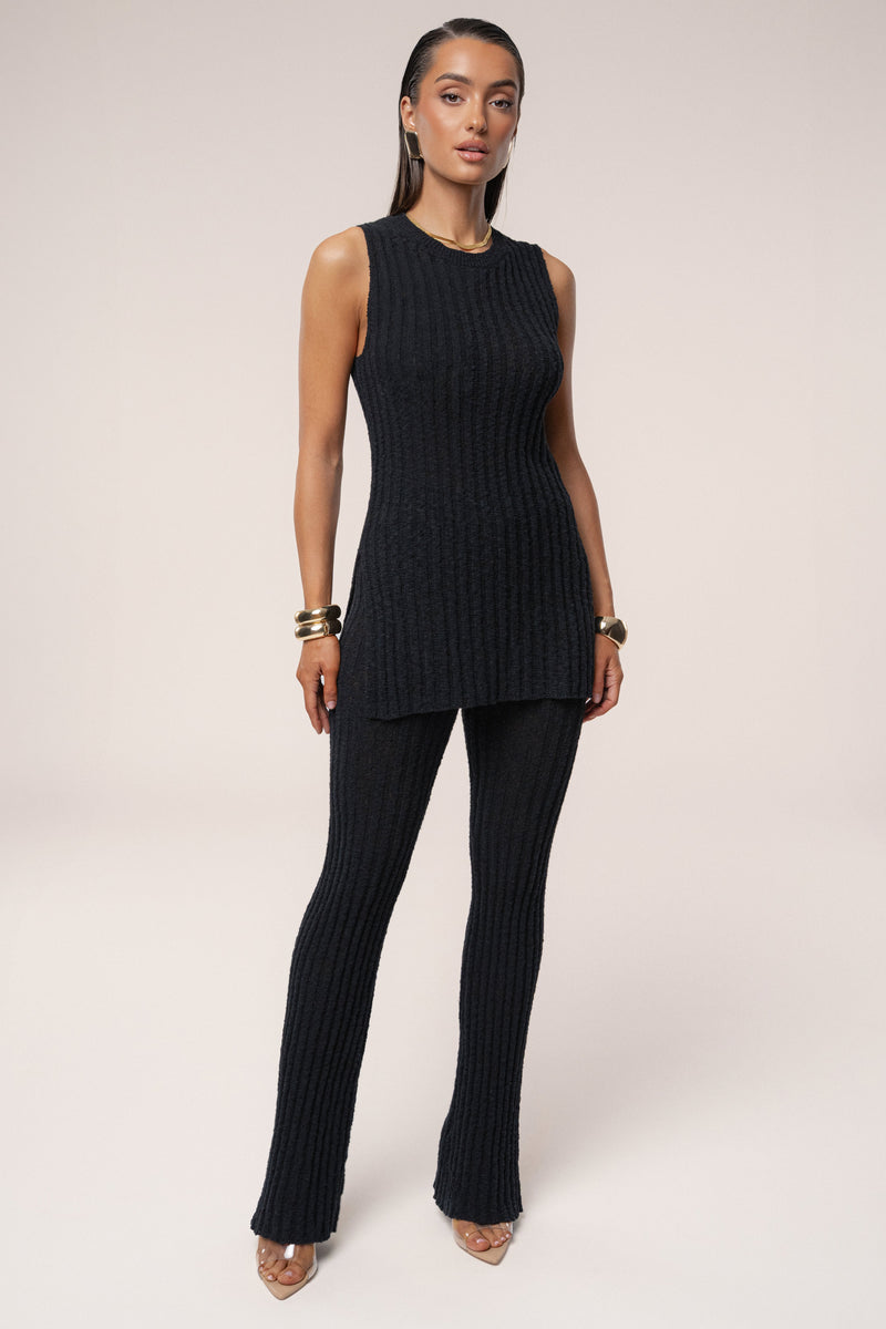 Black Lanah Knit Flare Pants