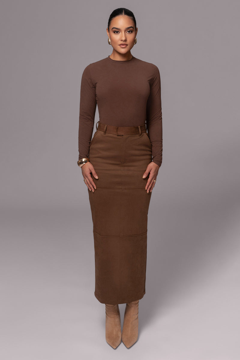 Chocolate Joy Suede Maxi Skirt
