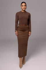 Chocolate Joy Suede Maxi Skirt