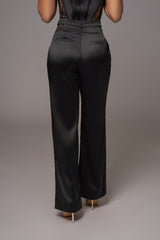Black Joana Cutout Satin Trousers