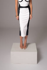 Black/White Celebration Colorblock Midi Skirt