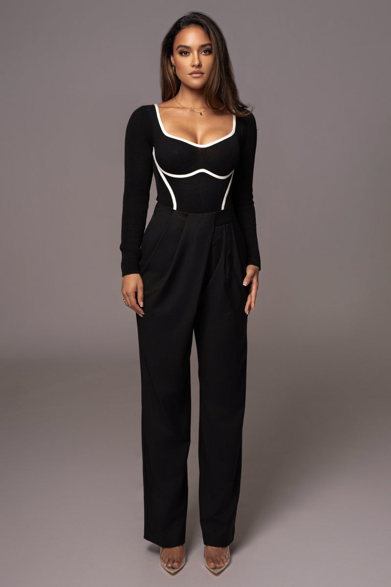 Black Asymmetrical Draped Trousers