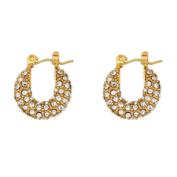 Pave Mini Crystal Hoops - White