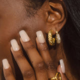 Pave Mini Crystal Hoops - White
