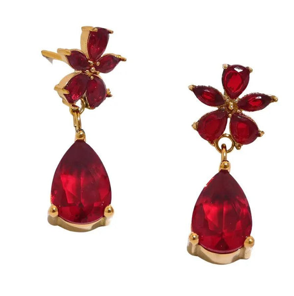 Red Floral Earrings